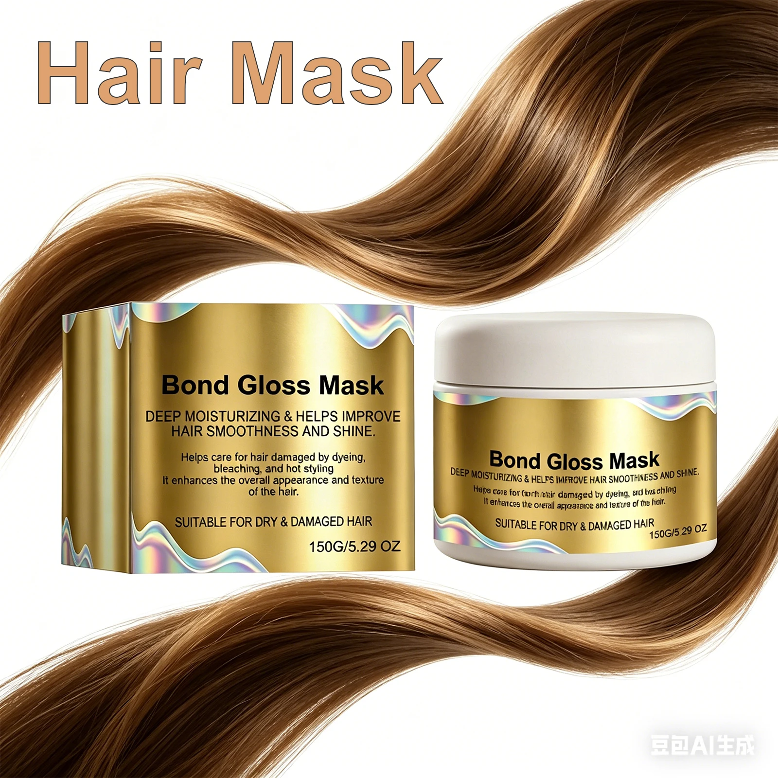 Mascarilla Capilar Hidratante Profunda Gloss Mask para Cabello Seco y Dañado, Tratamiento de Queratina, Control del Frizz, Acondicionador 150g