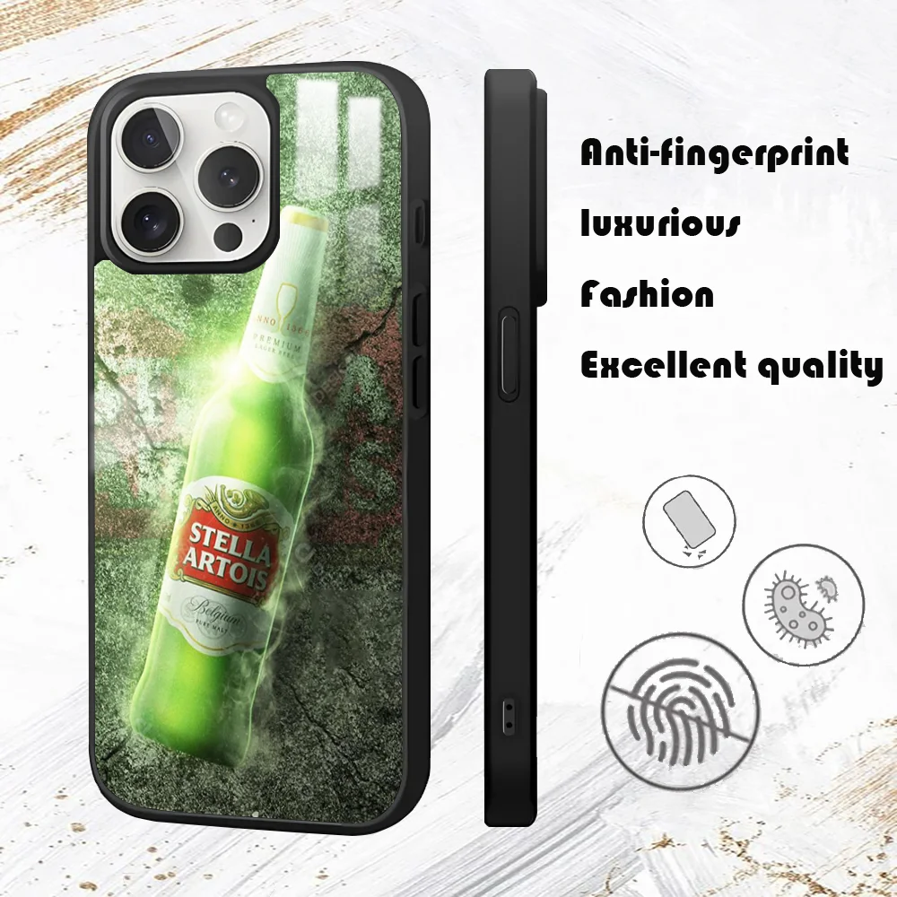 s-stella and beer Phone Case For iPhone 16 15 14 13 12 11 Pro Max Plus Mini PC Mirror Fashion  phone case