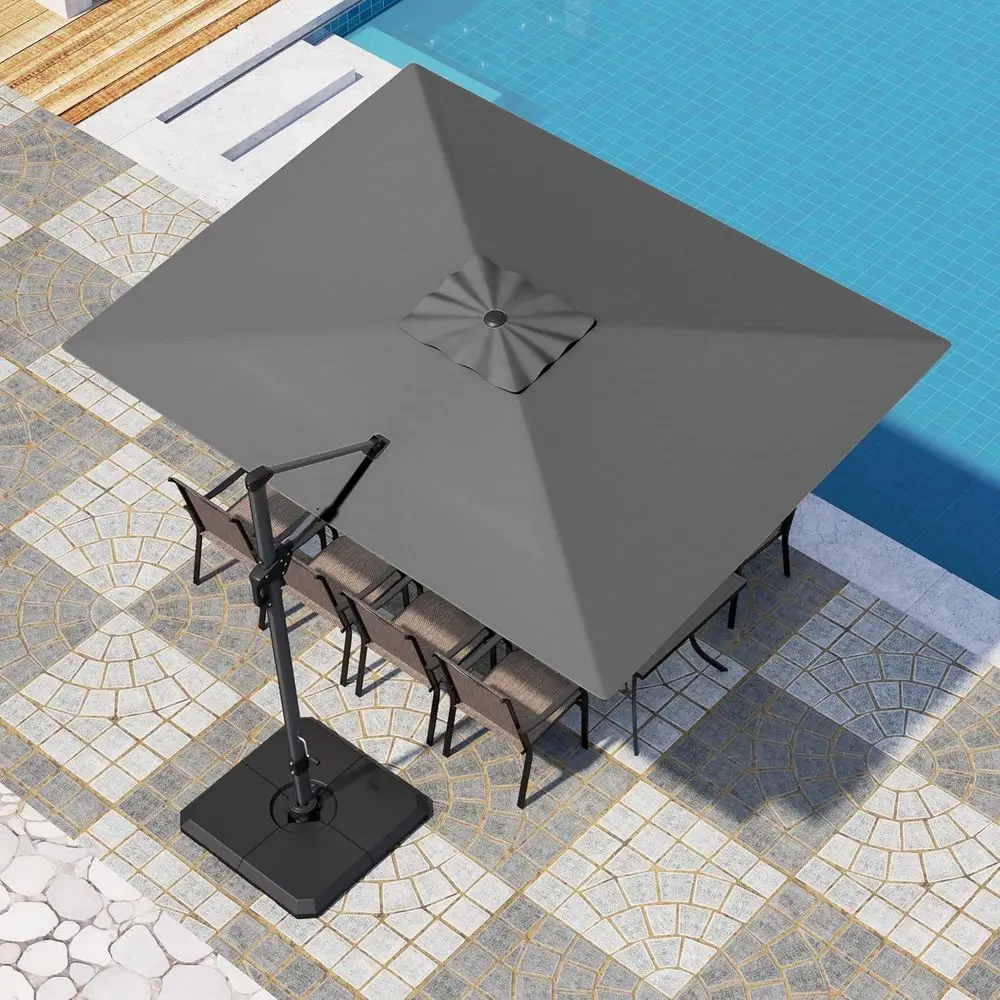 

Heavy-Duty 9'x12' Outdoor Patio Umbrella with 360° Rotation and 6-Level Tilt, Easy Crank Lift for Garden and Poolside Use (Grey)