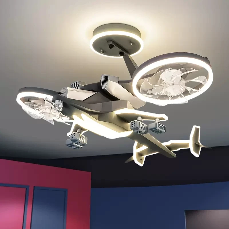 Kids Ceiling Fans lights Cartoon Airplane LED Ceiling Fans Lighting for Baby Boys Girls Children Bedroom LED Fans Ceiling lamp