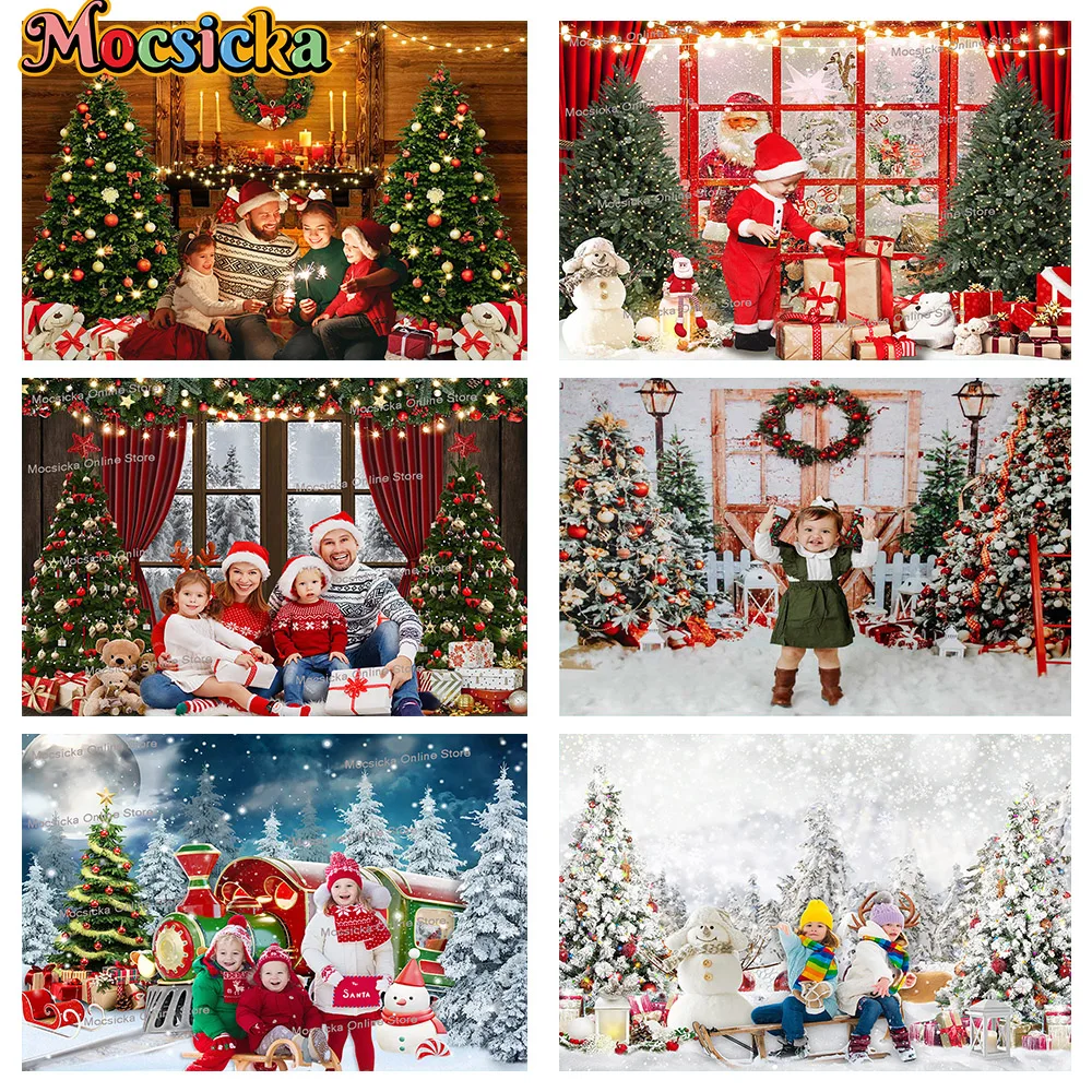 

Christmas Background Decoration Winter Fireplace Kids Adult Birthday Portrait Backdrop Snow Scene Window Santa Claus Photography