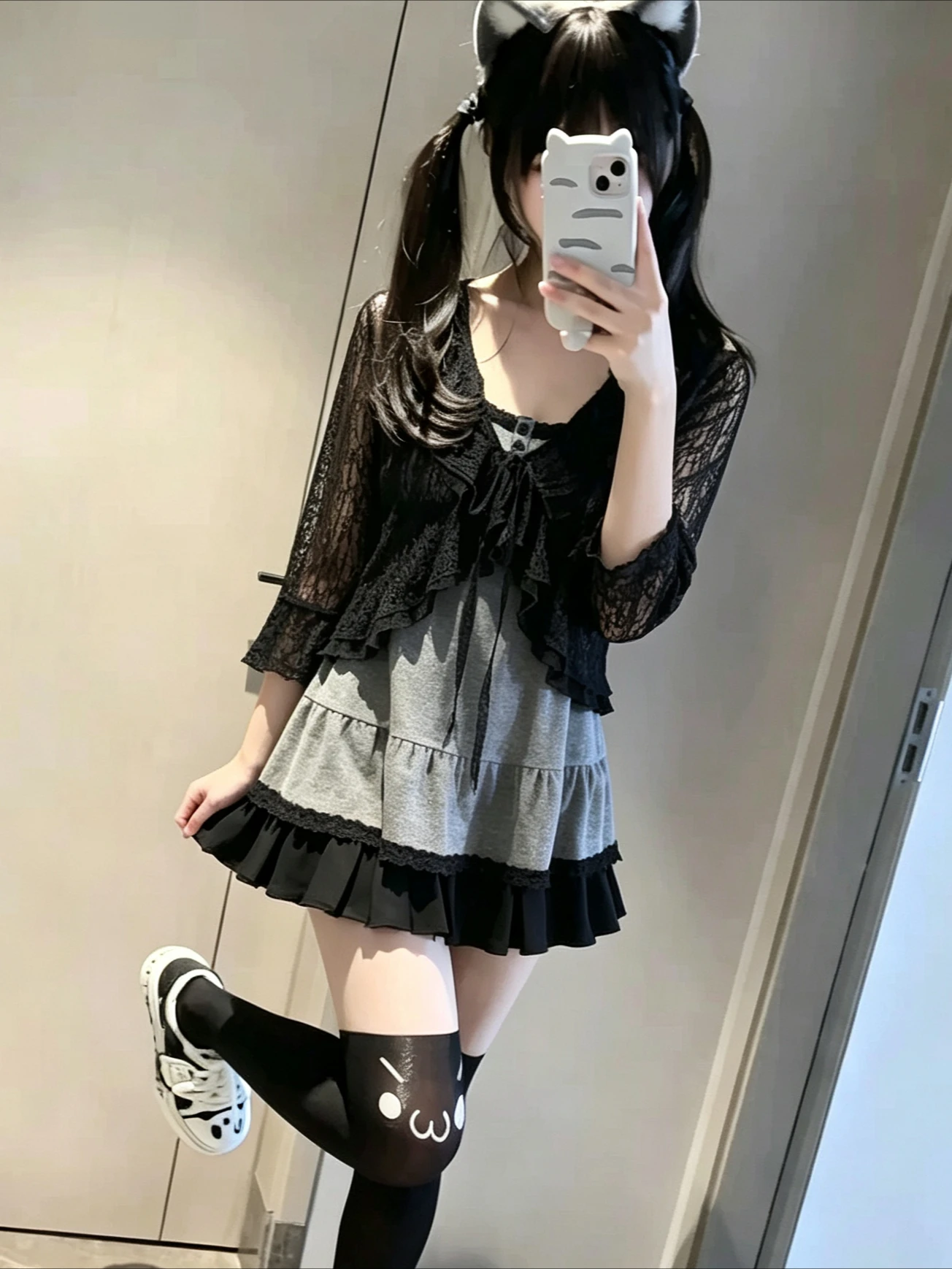 Harajuku Vintage Women 3 Piece Set Short Cardigan Slim Fit Vest Y2K Mini Skirt Gothic Sweet Subculture Holiday Party Outfit