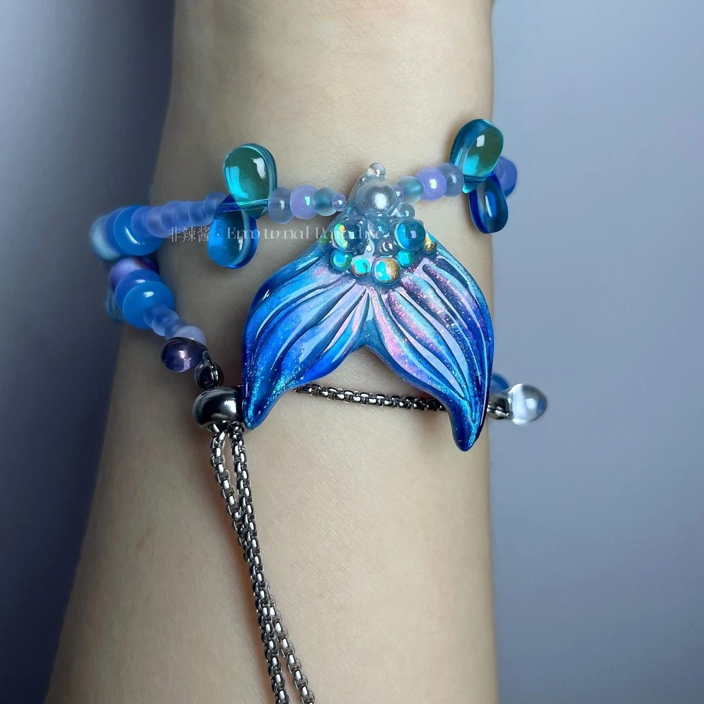

3157 Deep Sea Fish Tail Polymer Clay Bracelet Original Design Handmade Artisan Crafted Unique Jewelry for Daily Wear Special