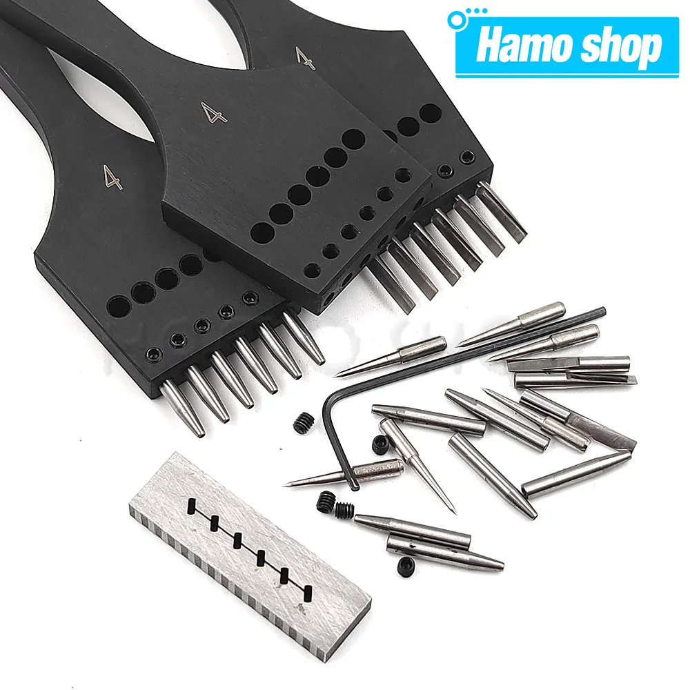 

Sharp Head Chisel Replaceable Perforated Pricking Removable Bevel/Round Hole Punch Leather Craft DIY Stainless Steel Tool/Set