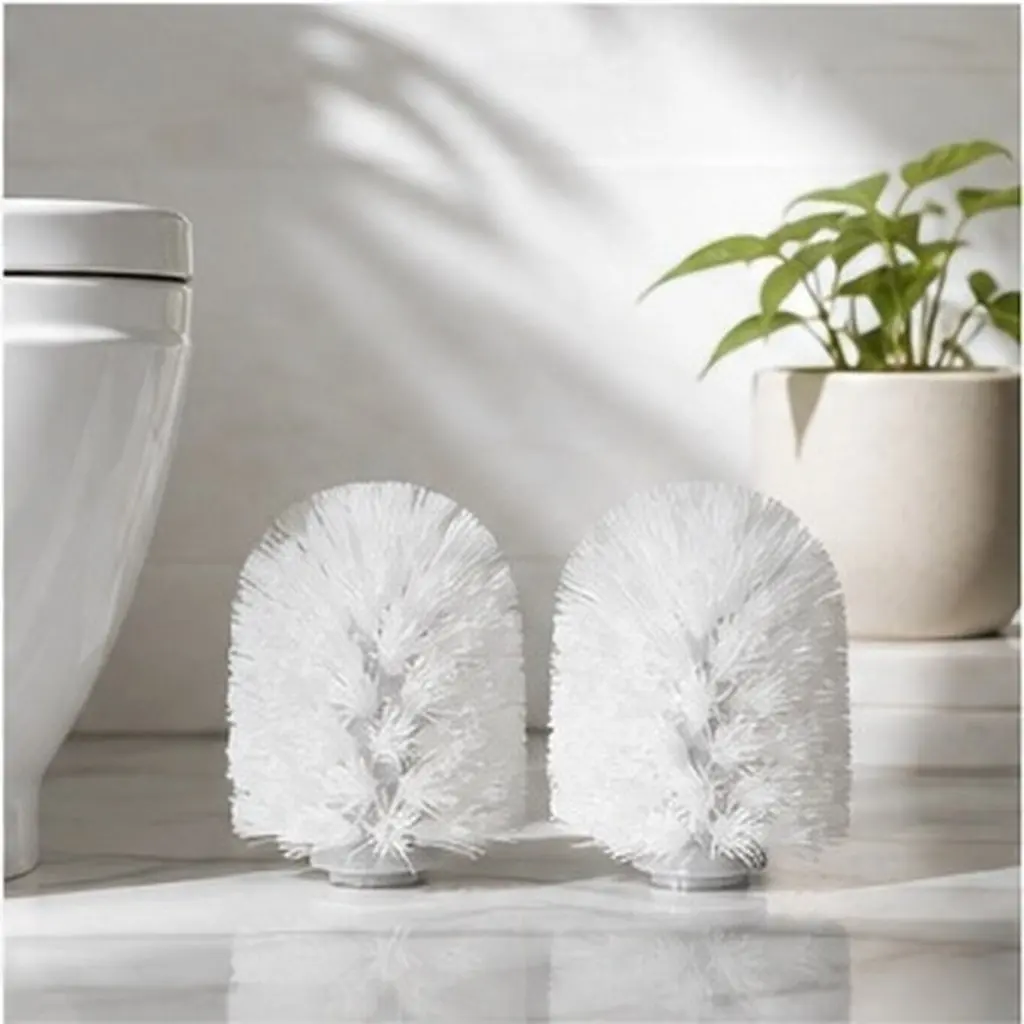 2Pcs Replaceable Toilet Brush Heads Slim Profile Stiff Bristles for Hard to Reach Areas Universal Mount Bathroom Cleaning Tool