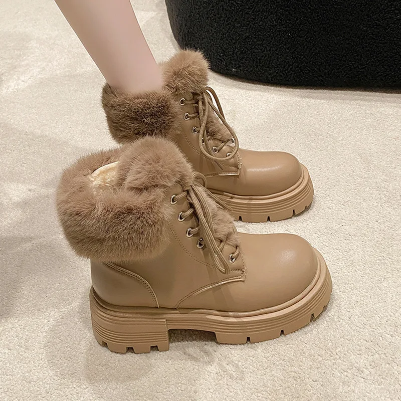 

2025 winter Thick Bottom Short Snow Boots New Winter Padded Warm Women Shoes Casual Thick Heeled Female Cotton Ankle Boots Shoes