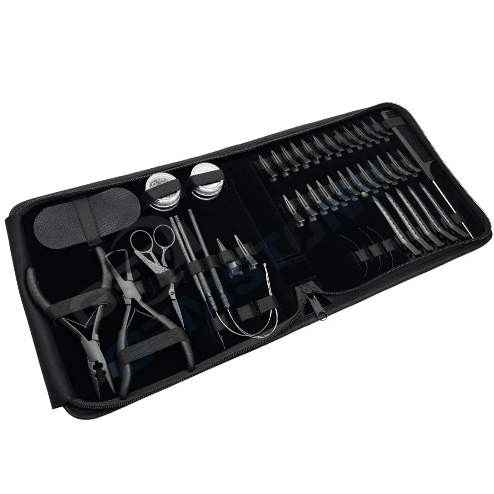 Professional Durable Reusable Stainless Steel Hair Extension Tool Kit Set Micro Beads Pliers Loop Needle Section Clips