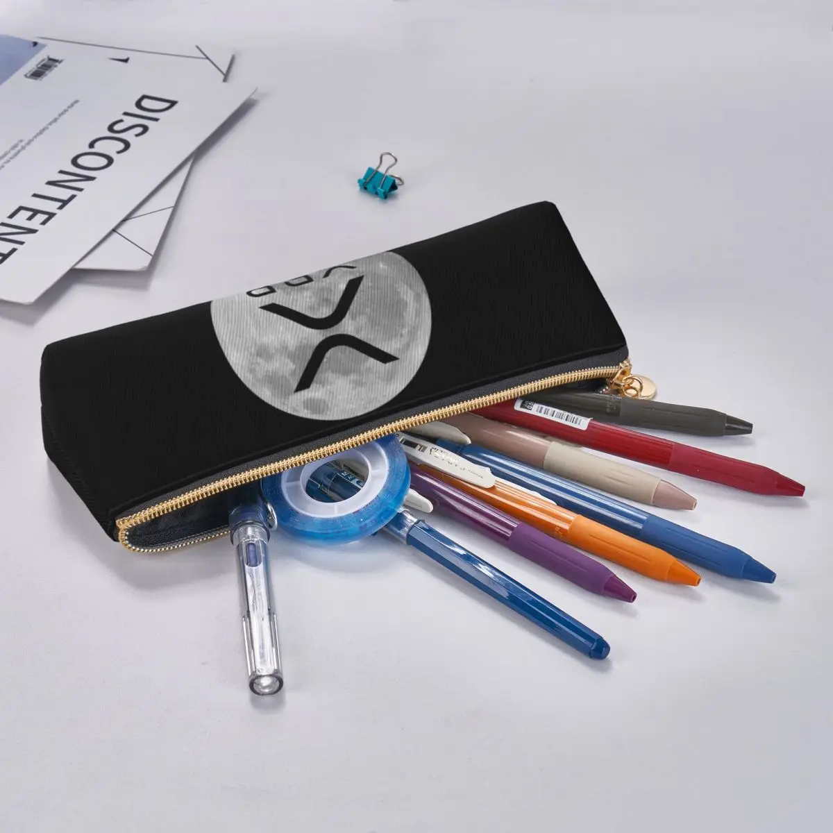 Ripple XRP Bitcoin Cryptocurrency Pencil Case for Students Gifts Pen Box Pencil Bag Stationery Supplies Pen Holder Bag