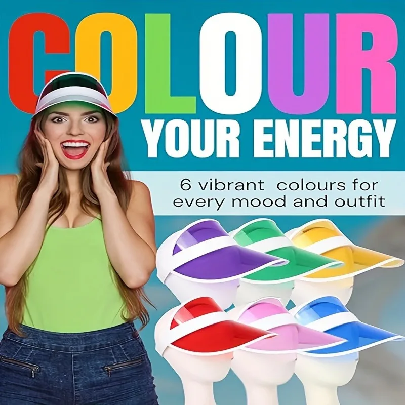 1 gorra con visera para mujer, sombrero de playa colorido y ajustable con protección UV, gorra de golf ligera con ala ancha, para verano y actividades al aire libre