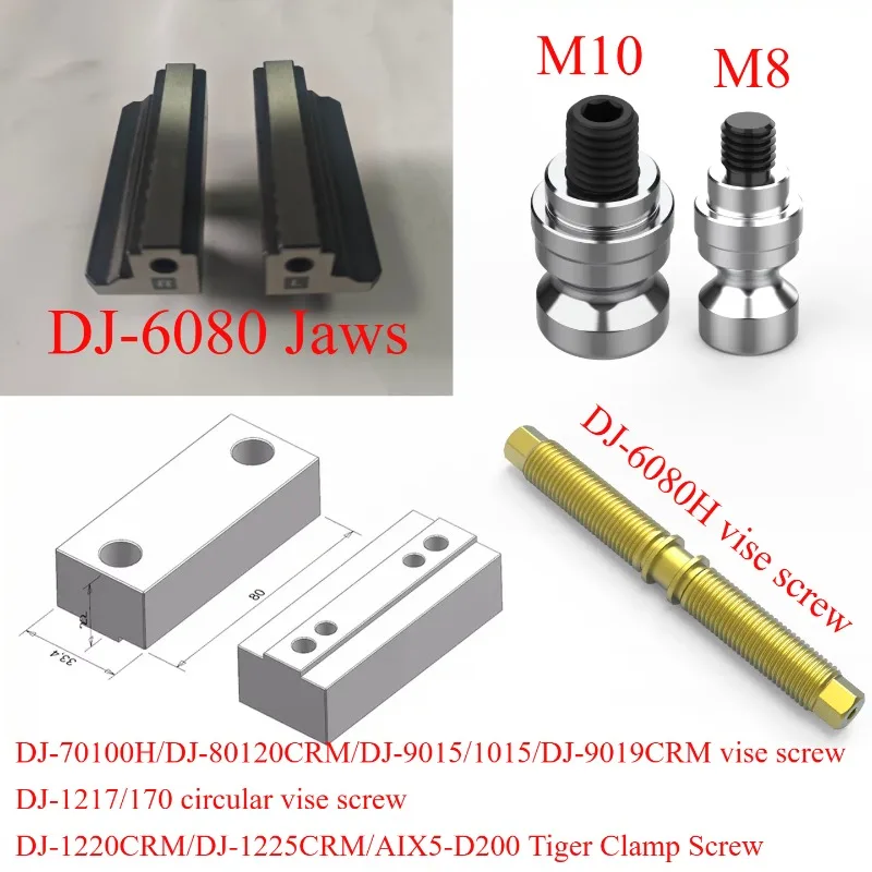 1PC Vise Screw Blind Rivet Aluminum Jaw for Four /Five-axis Fixture Self-centering Vise DJ-6080 / 70100H / 80120 Accessories