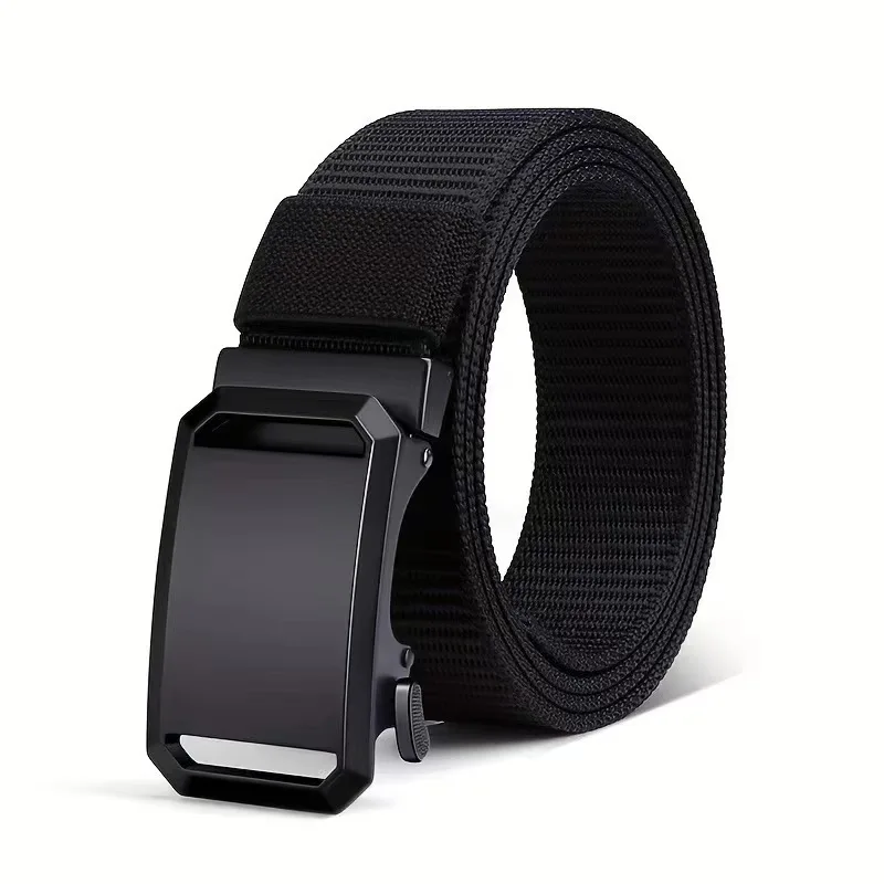 No Hole Automatic Buckle Nylon Webbing Belt Polygonal Alloy Buckle Shell Compact Locking Gear High Density Nylon Fabric Tensile