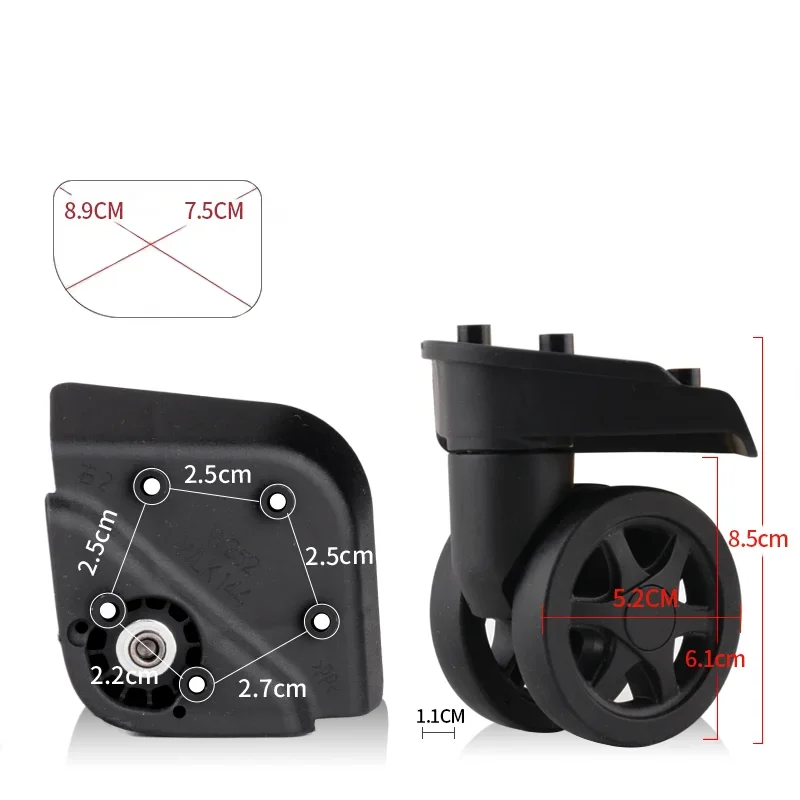 For Samsontie 44D Universal 360° Silent and Smooth Swivel Luggage Wheel Material 360° Rotation Smooth Bearing Universal Fit