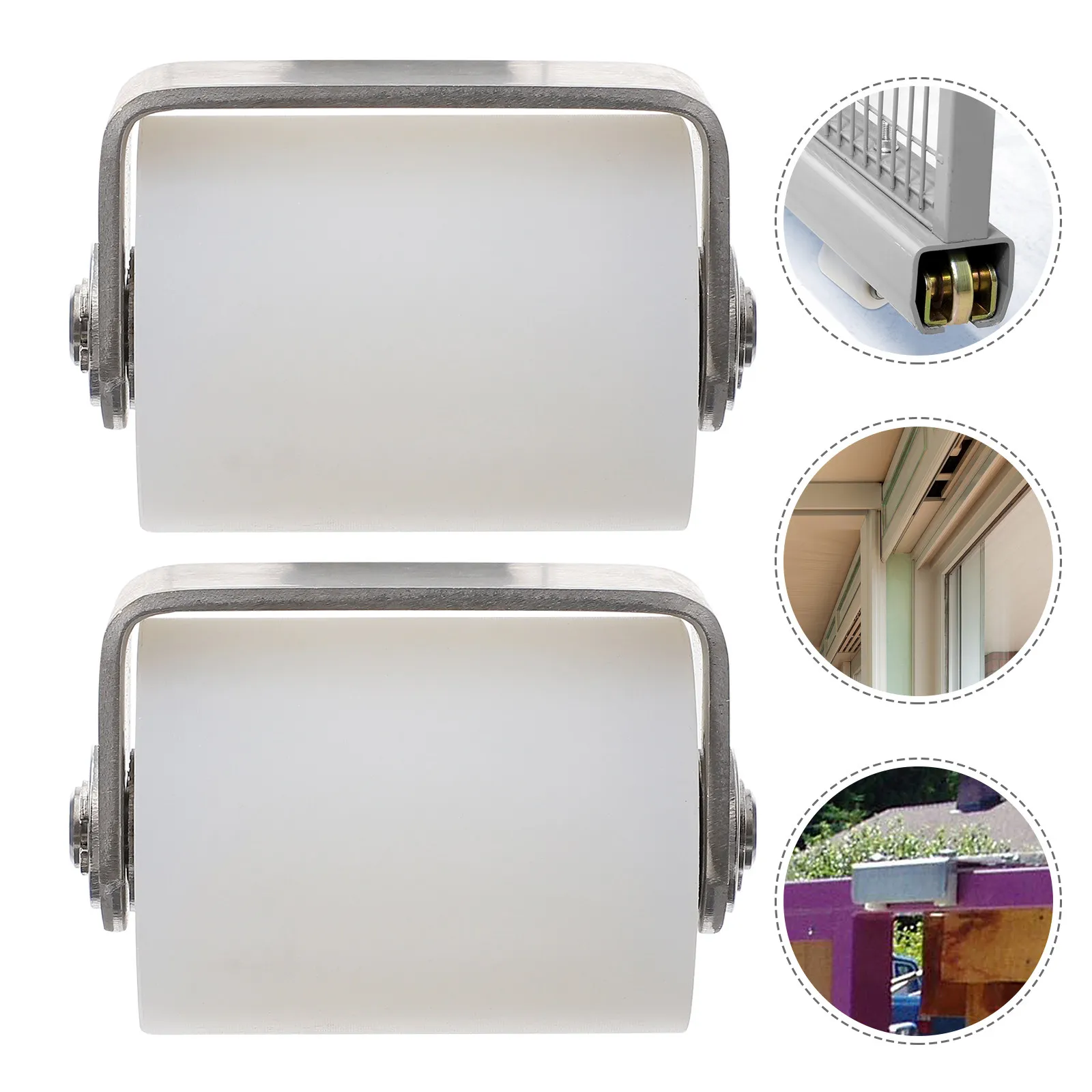 2Pcs Slide Gate Guide Roller Nylon Pulley Block Bracket Welded Frame Rail Door Wheel Gate Roller Bearing Guiding Wheel