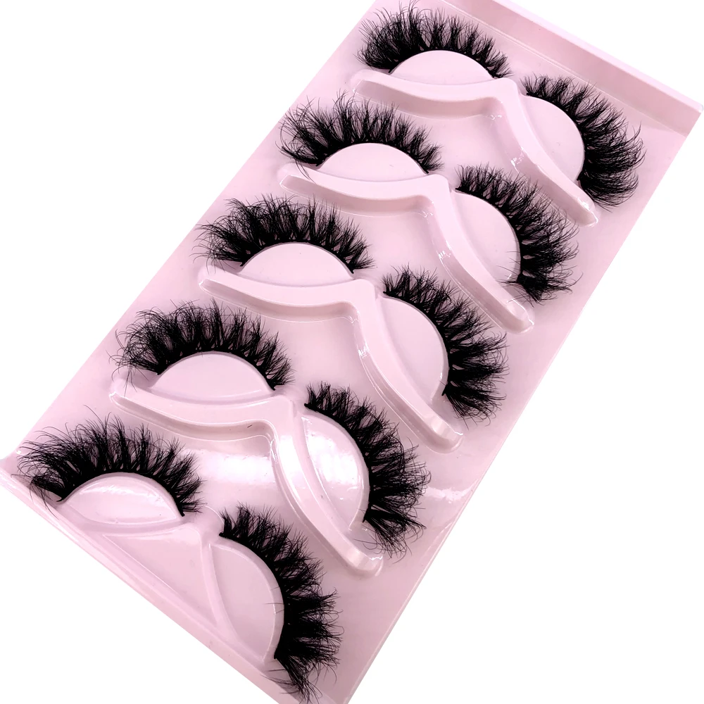 새로운 캣아이 속눈썹 5쌍 3D 인조 밍크 속눈썹 날개형 풍성한 가짜 속눈썹 부드럽고 자연스러운 롱 풀 스트립 속눈썹 메이크업