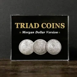 Triad Coins (Morgan Gimmick) Magic Tricks Produce Vanish Change Three Coin Magia Close Up Illusions Gimmick Props Mentalism Fun