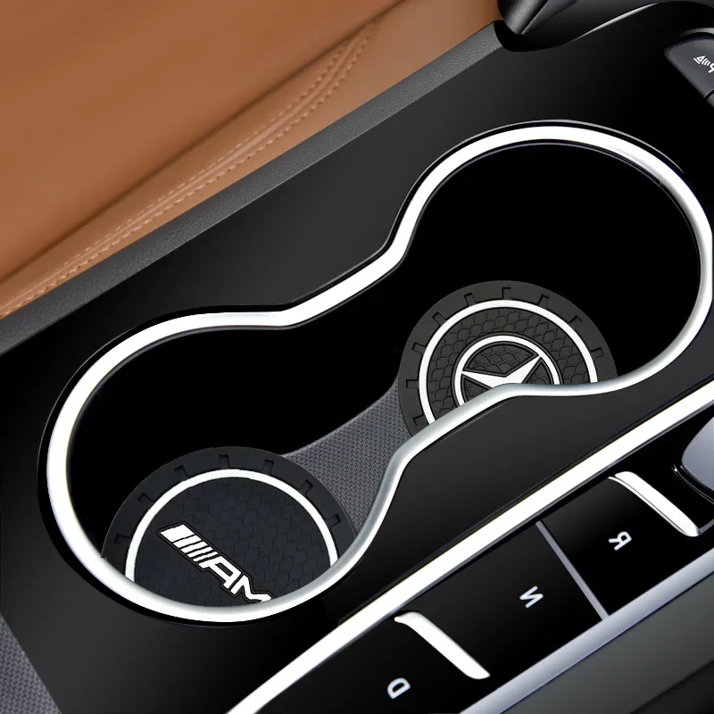 

2pc Car Cup Holder Coaster Non Slip Pad Mat Interior Decor Accessorie For Mercedes Benz AMG GLC GLE GLB GLS W204 W205 W203 W211