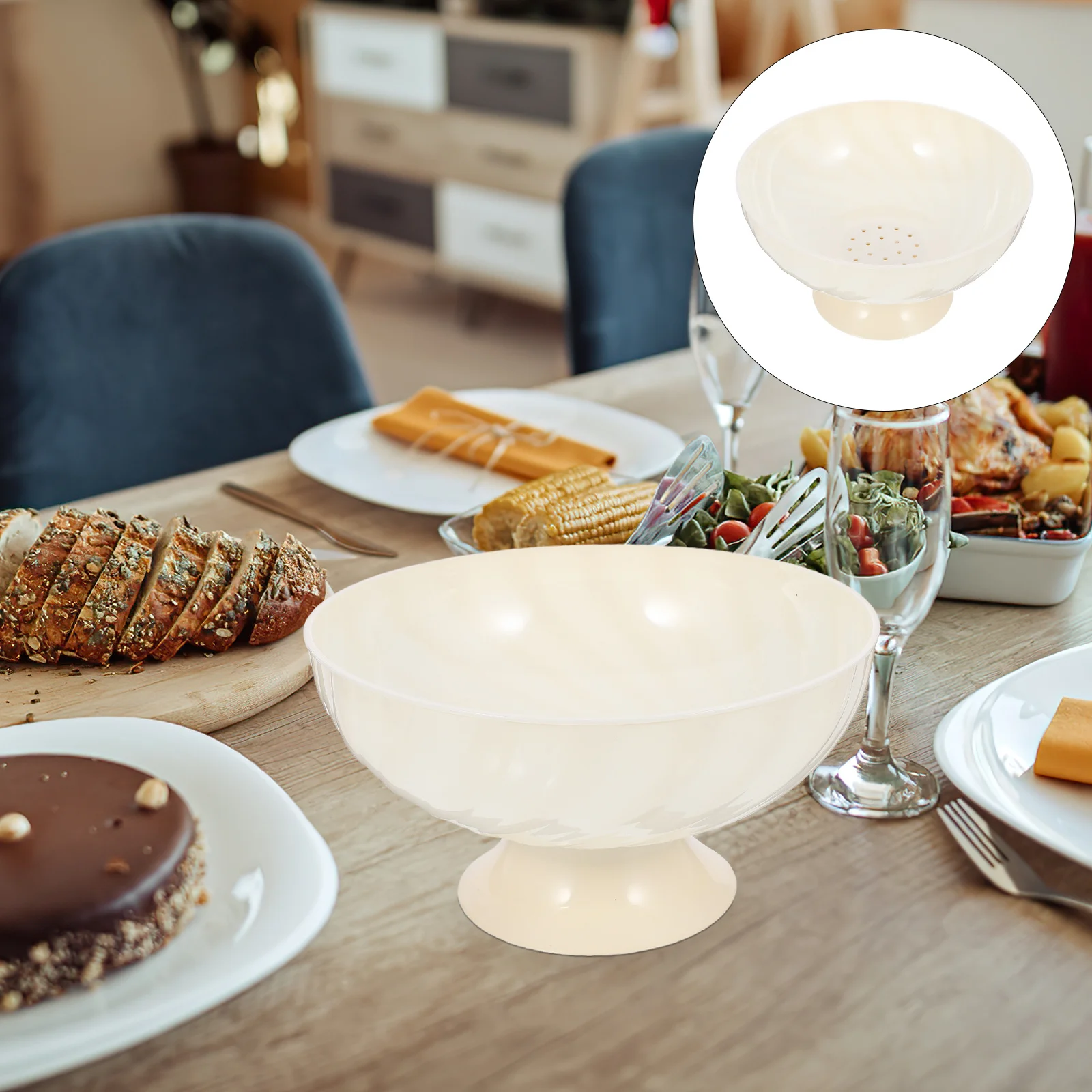 صينية فواكه سميكة مع فتحات تصريف تصميم القدمين للمنزل والمطبخ والمكتب ووعاء تقديم الوجبات الخفيفة وغسالة الأطباق والديكور الآمن