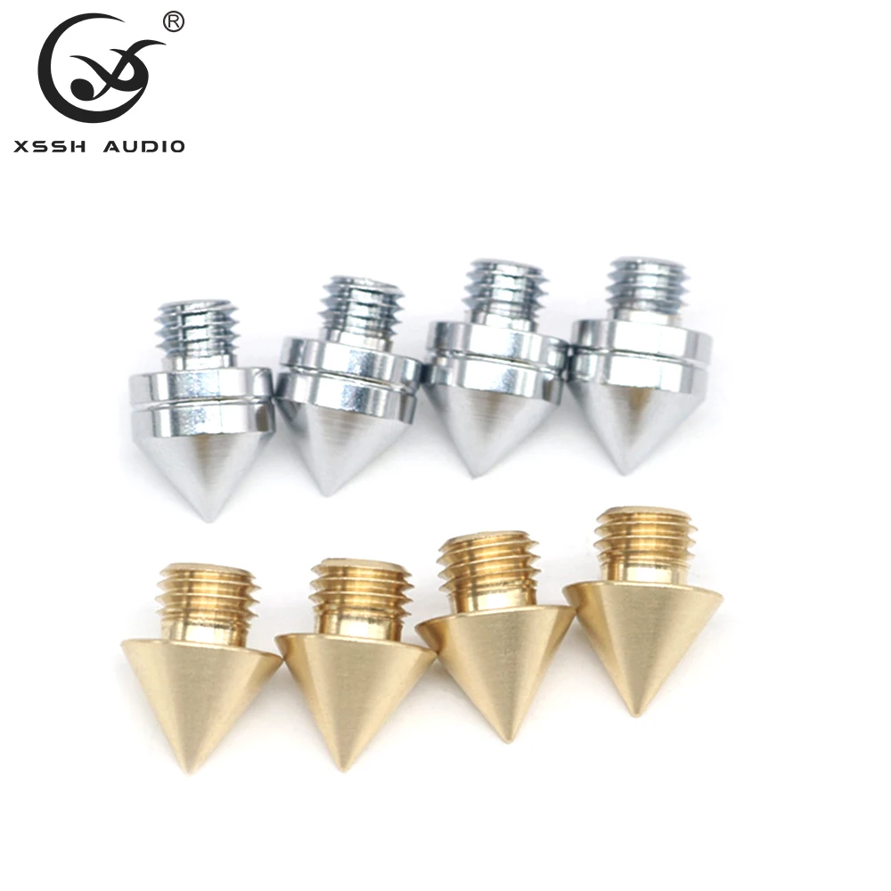 

4/8 PCS HiFi XSSH OEM Audio YIVO Solid Steel Speaker Spike Isolation Feet Brass Plated Gold Rhodium Cone CD Amplifier Stand Pad