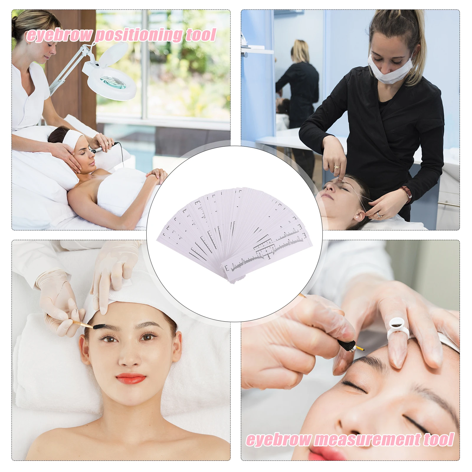 

100Pcs Eyebrow Rulers Sticky Disposable Flexible Brow Measuring Tool Eyebrow Positioning Tool for Tattooing Microblading