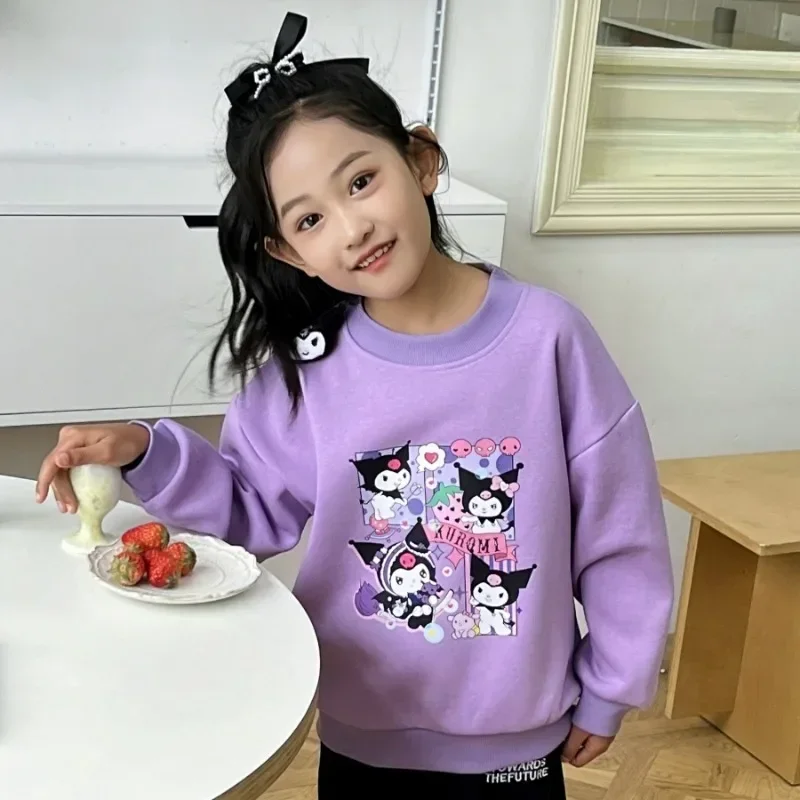 

Kuromi Anime Kawaii Long Sleeve Hoodie Clothing Spring Autumn Sanrio Ins Children Cute Lovely Doll Shirt Clothing Gifts for Kids