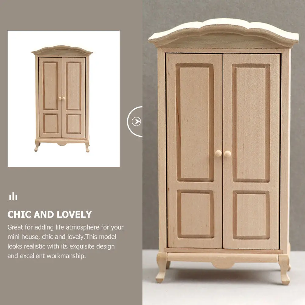 

Wood Miniature Wardrobe Exquisite Design Mini House Closet Decoration Photography Prop Tiny Furniture Adornment