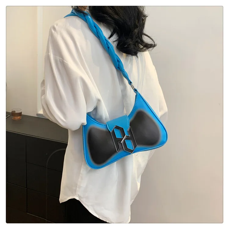 Sac à bandoulière bloc de couleur de Style français 2025, sac à main Chic sous les bras pour femmes, sac à bandoulière tendance d'été avec bordure contrastée