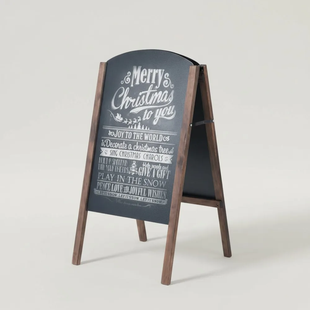 

Double-Sided Rustic Wooden Chalkboard, A-Frame Standing Blackboard for Wedding Menu Sign, Indoor Outdoor Use (31.5x18 Inch)