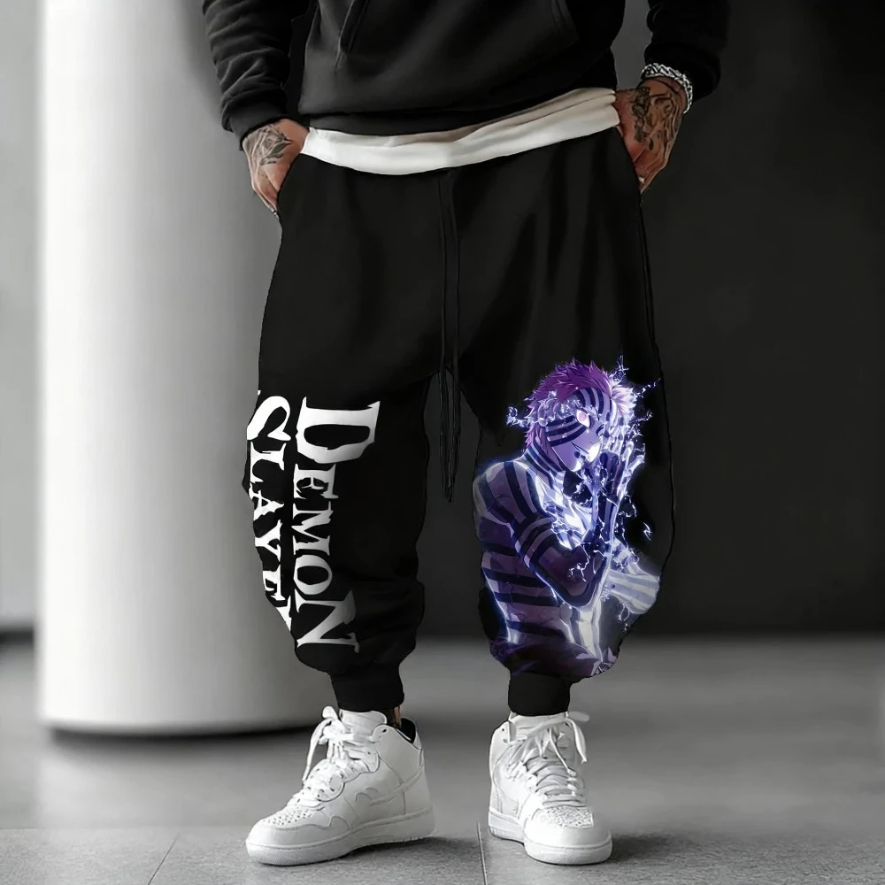 للجنسين شيطان القاتل أنيمي Sweatpants الرجال النساء الشارع الشهير فضفاض سراويل تقليدية الهيب هوب رياضية الصالة الرياضية السراويل الصيف الخريف الاتجاه