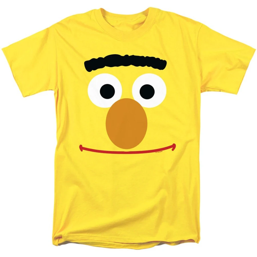 Sesame Street Bert Face Adult Yellow Shirt Men Women Streetwear Oversized Loose Casual Summer