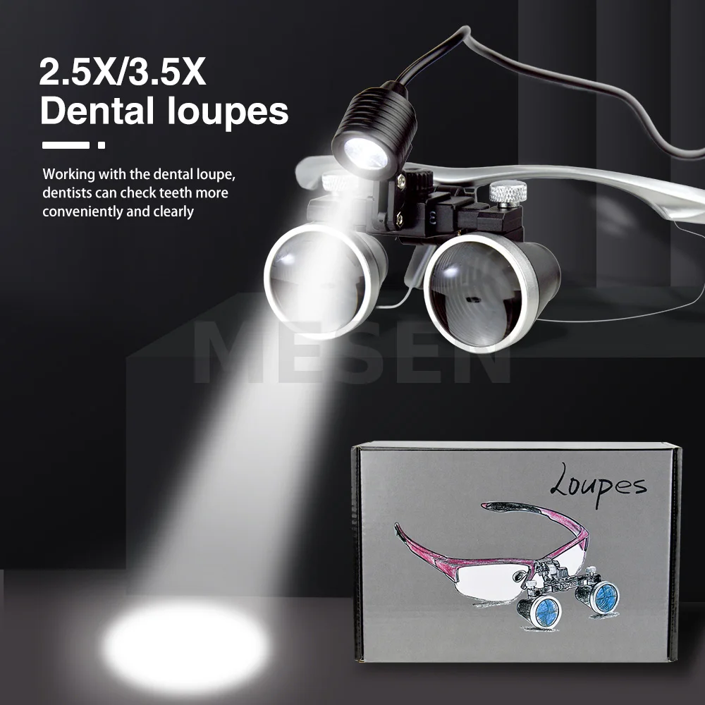 2.5X 3.5X Dental Medical Binoculars Magnifier 5W Spotlight Headlight Dental Loupes Surgical Magnifying Lenses