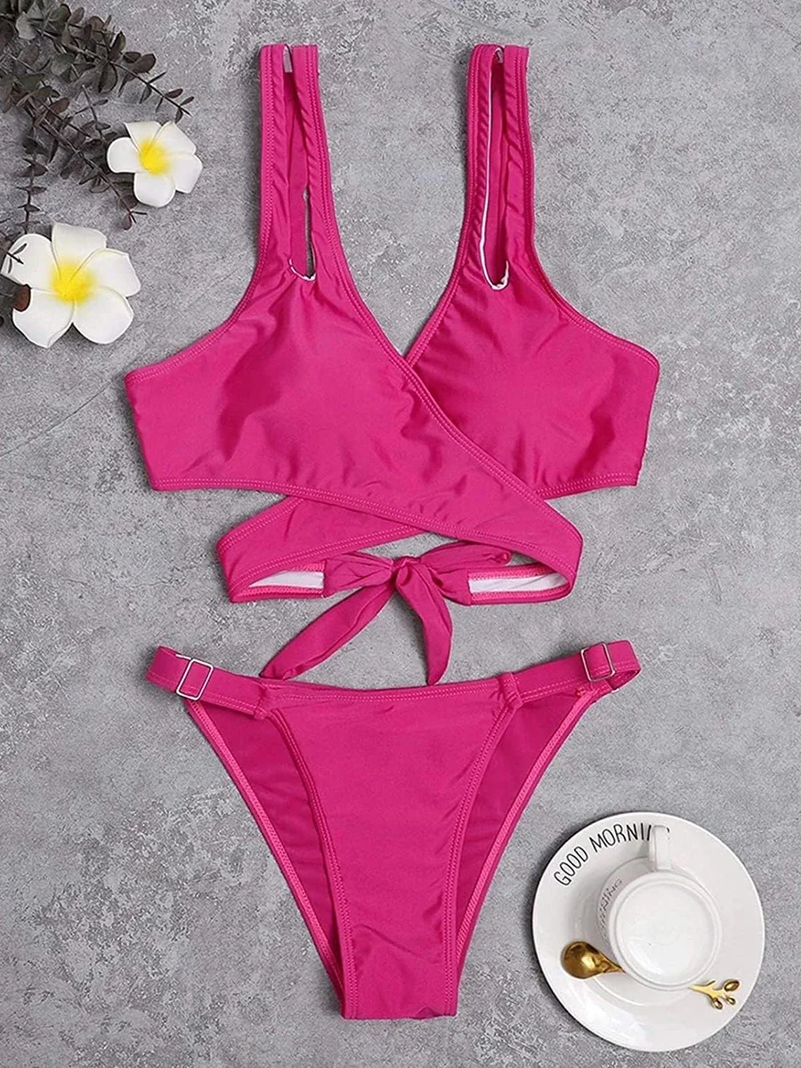 Твердое бикини с v-образным вырезом 2024, женский ажурный купальник, сексуальные купальники, женские купальники, купальный костюм, пляжная одежда