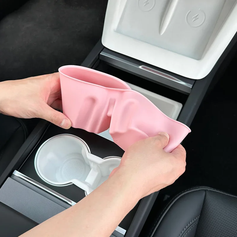 Water Cup Holder TPE for Tesla Model 3 Highland Center Console Storage Box Central Control Console Cup Holder Storage Organizer