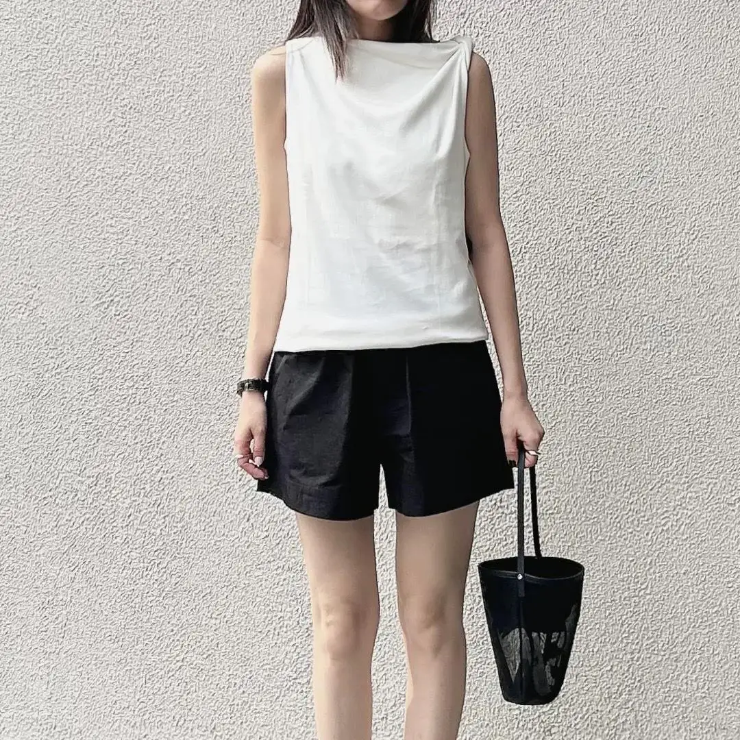 Nothing Written Cotton ter Ne Weste Damen ort Slim Fit Top Sommer Faionable Button Detail Freizeitkleidung
