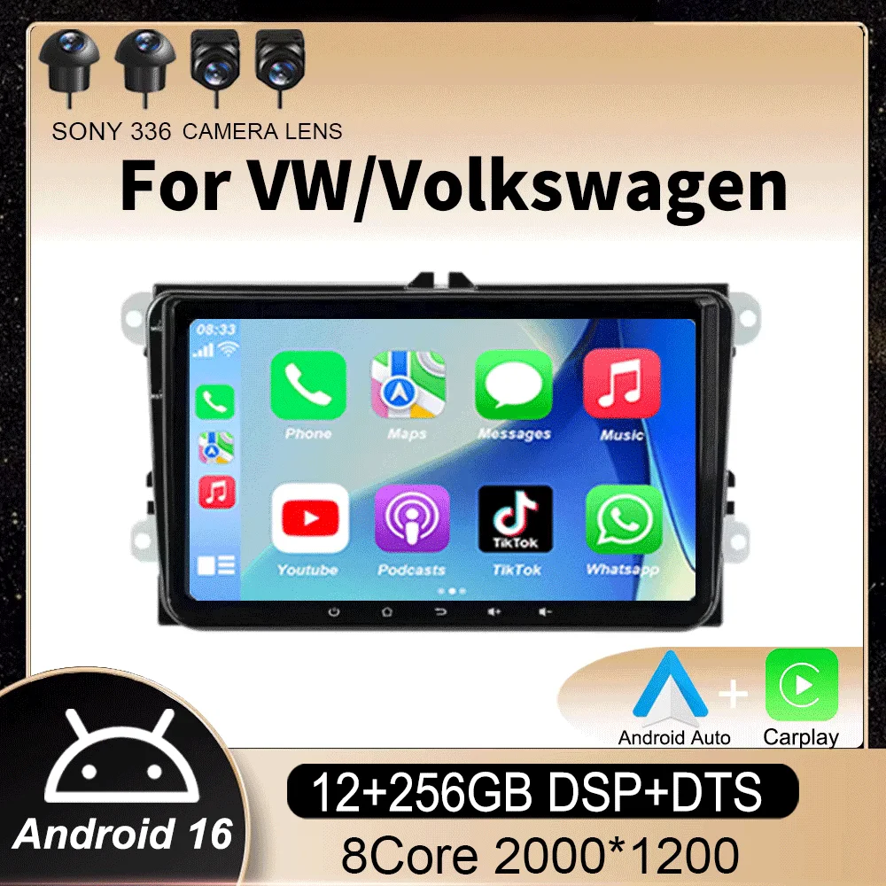 

9-дюймовая автомагнитола Android 16 для VW/Volkswagen/Golf/Polo/Tiguan/Passat/B7/B6/Seat/Leon/Skoda/Octavia с GPS-навигацией и мультимедиа