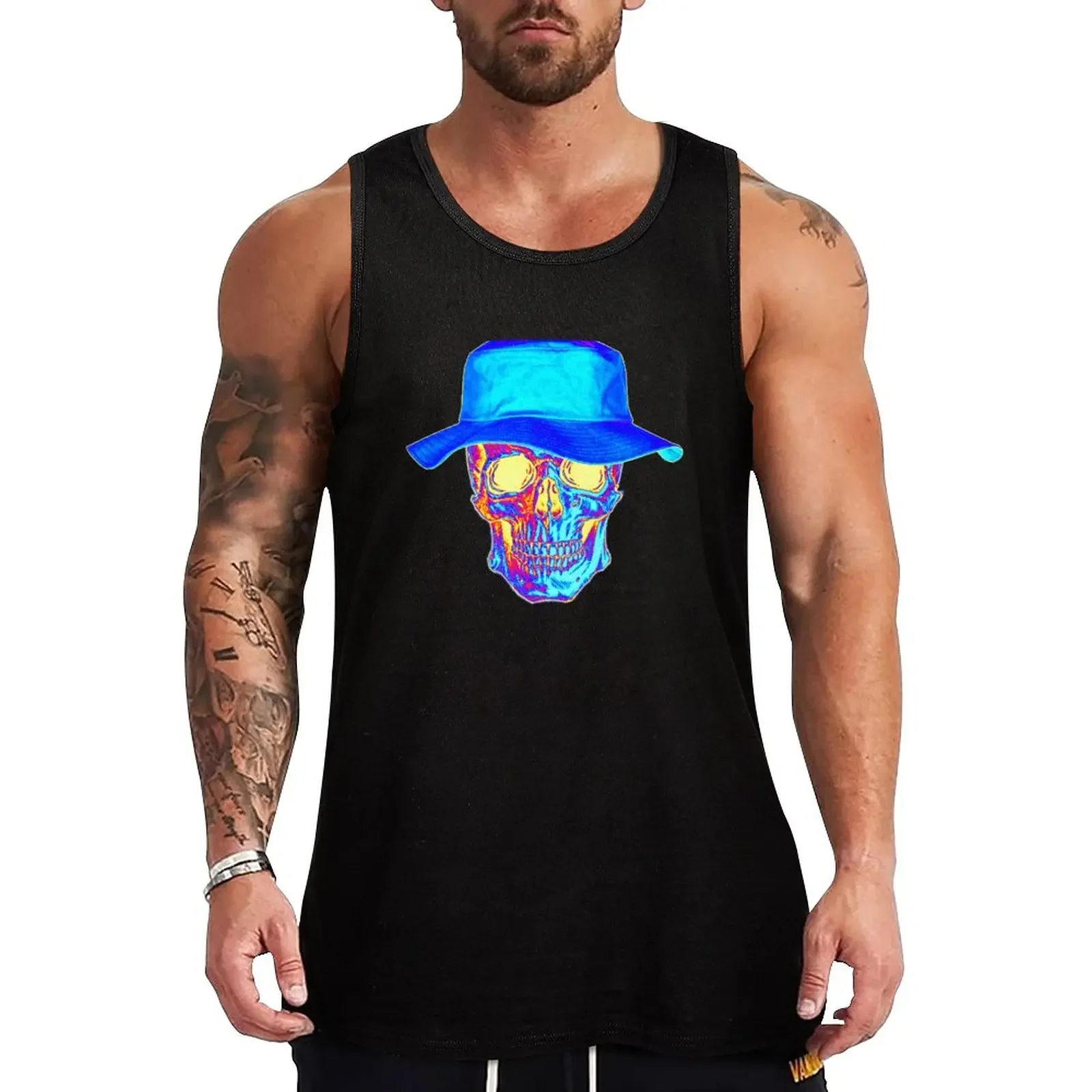 New Blue Combustion Skull Tank Top sleeveless jackets Vest Japanese t-shirt