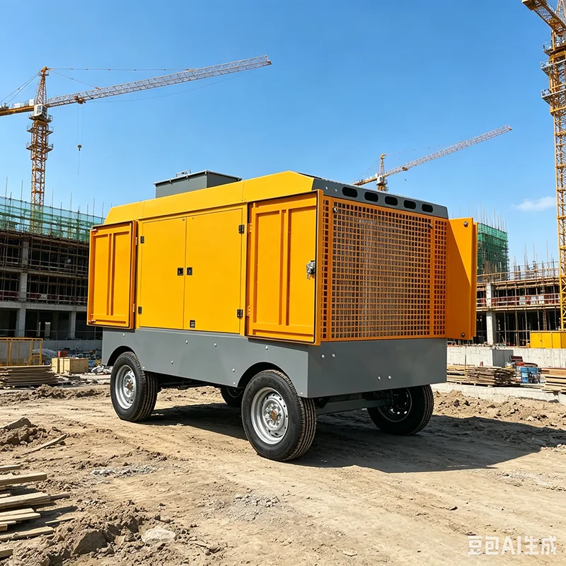 Dustproof Diesel Trailer Screw Compressor 200CFM8bar for Mountain Mining Sandblasting Rock Breaking Equipment