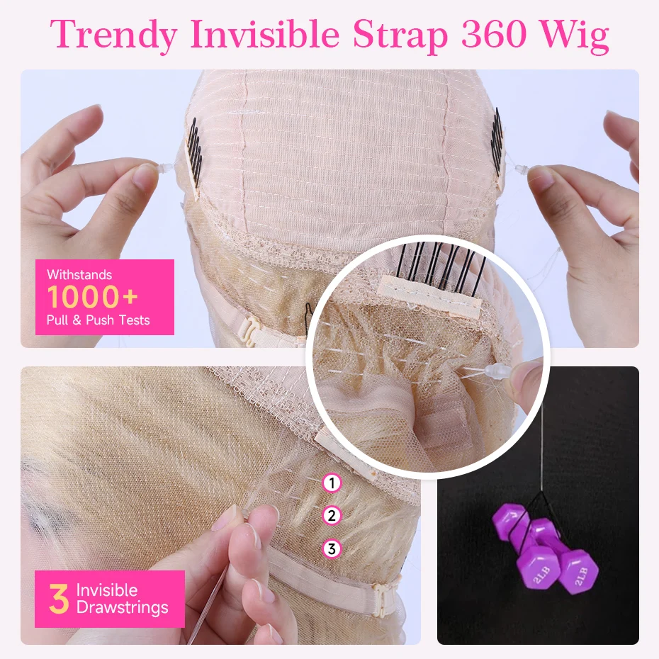 Invisible Drawstring 360 Lace Wig Body Wave 613 Lace Frontal Wig 13x6 Honey Blonde Colored Human Hair Wig Pre Plucked Brazilian Original Hair 13x4 Lace Front Wig Wavy Pre-cut Lace Glueless 5x5 Lace Closure Wigs For Women Free Shipping