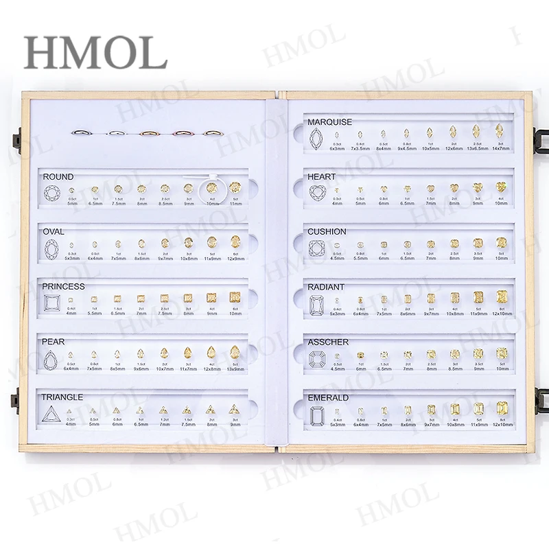 Newest Diamond Carat Dealer Template Free Custom LOGO Comparison Chart Set Ring Size Reference Three Color Gemstone Jewelry Tool