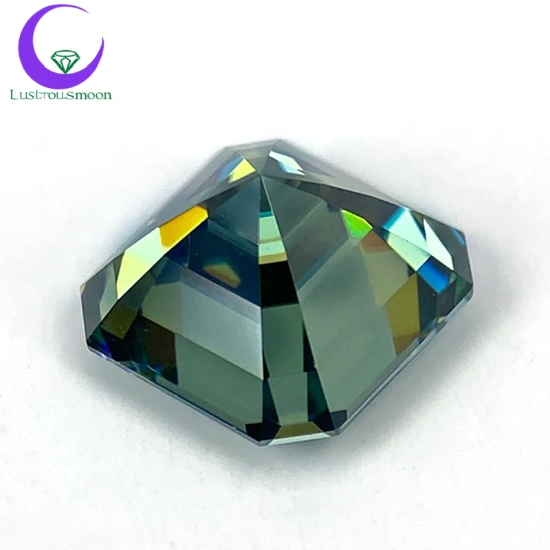 

Asscher Cut Blue Green Original Color Moissanite Loose Stone with GRA Report VVS1 Pass Diamond Tester Christmas Gift Beads