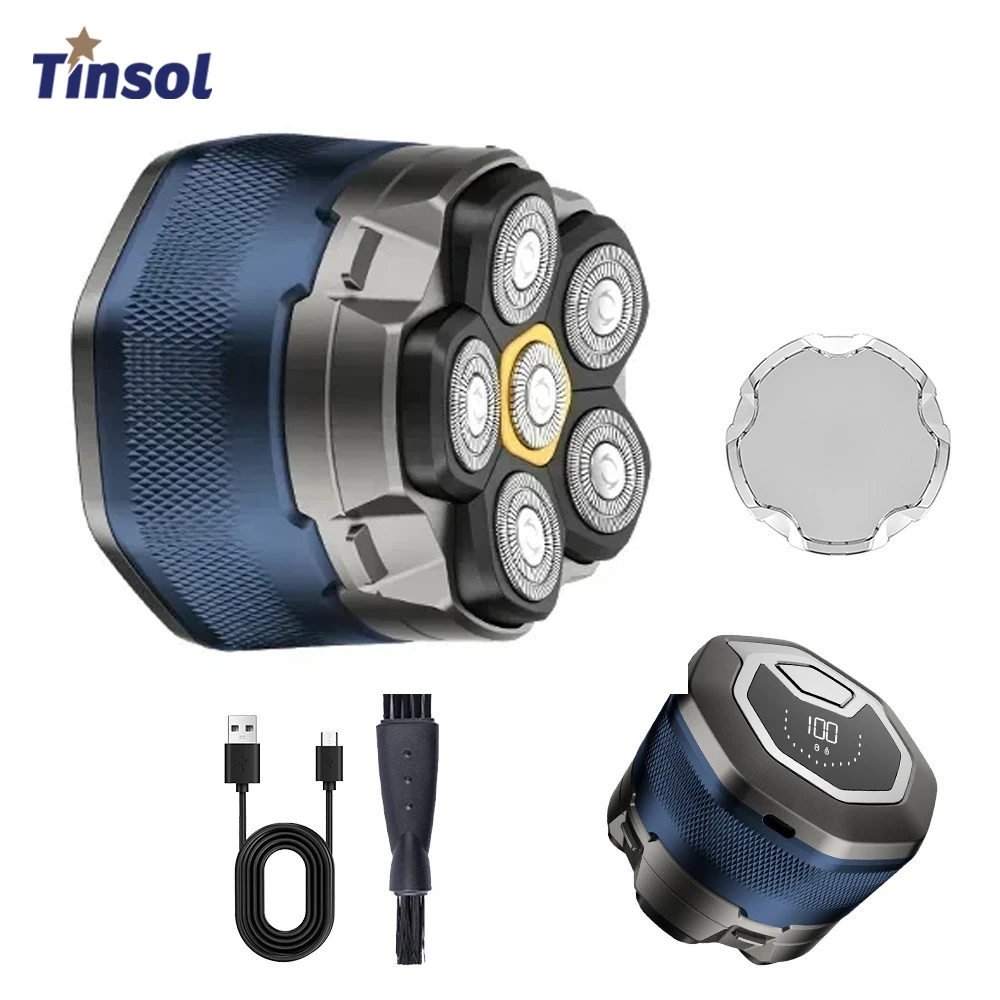 TINSOL Bald Men's Titanium Electric Hair Clipper Razor 6D Magnetic Hair Trimmer Rechargeable Waterproof Facial Repairer