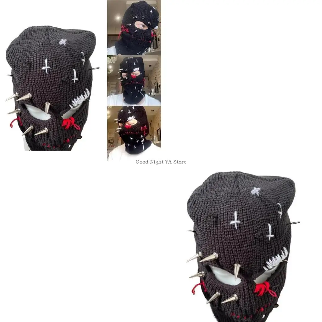 Funny Balaclava Distressed Rivet Beanie Halloween Balaclava Scary Balaclava