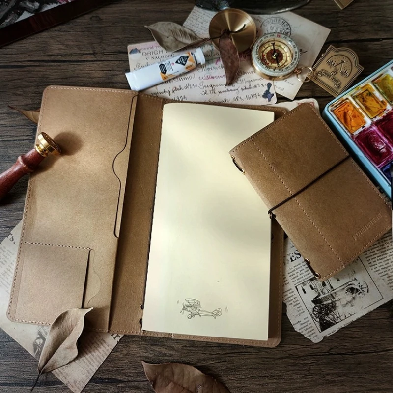 POTENTATE100% Cotton Pulp Watercolor Paper 200g Retro Travel Sketchbook Replaceable Core Portable Painting Book Art Supplies