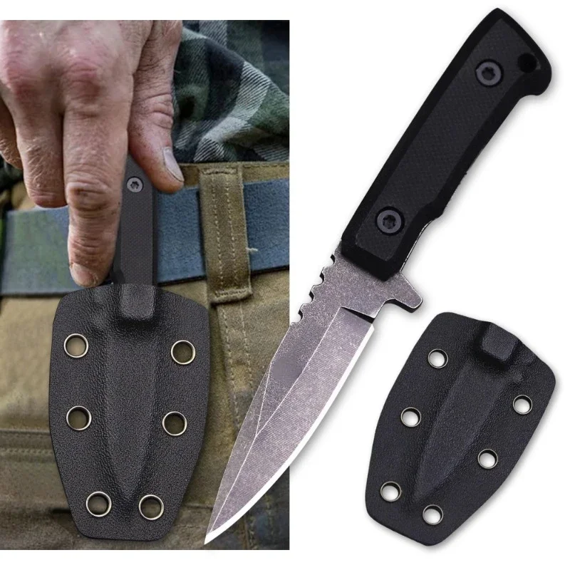 

Popular classic 440C mini EDC small straight knife, suitable for outdoor, camping, hunting, sharp survival knife, with K sheath,