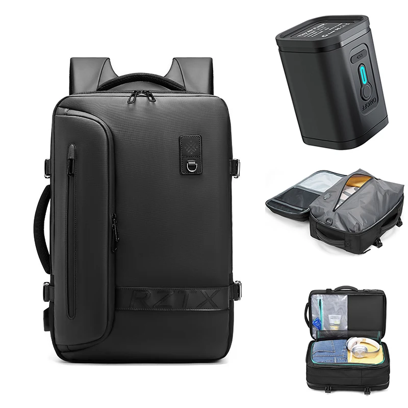 Expanded Vacuum Compression Travel Backpack for Men, 60L Large Capacity Laptop Bag with USB Charging, Business Hiking Backpack