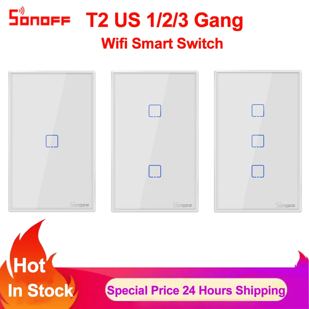 

Sonoff TX T3 US 1 2 3 Gang Smart Wifi Switch Smart Home Remote Control RF Wall Touch Light Switch Works with Alexa Google Home