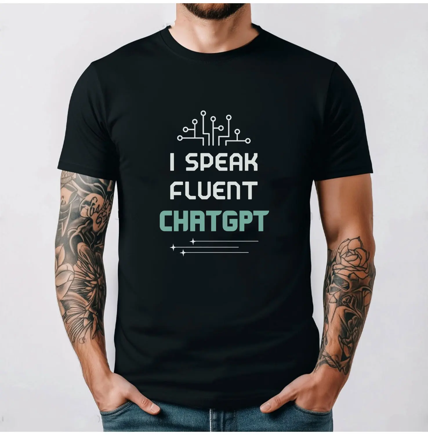 ChatGPT قميص مضحك القطن تيز الدردشة GPT أنا أتكلم بطلاقة الذكاء الاصطناعي قميص AI قميص مضحك AI طباعة قمصان النساء المحملة