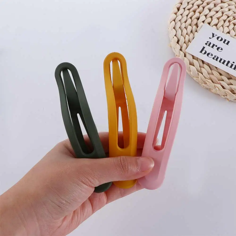Simple Elegant Girls Matte Seamless Candy Color Plastic Duckbill Clip Hair Claw Face Wash Hairpin