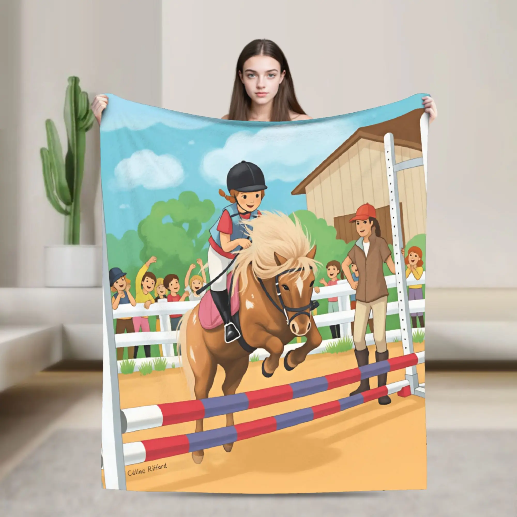 Equestrian Blanket Quality Warm  Throw Blanket Winter Travel Car Home Decor Print Bedspread