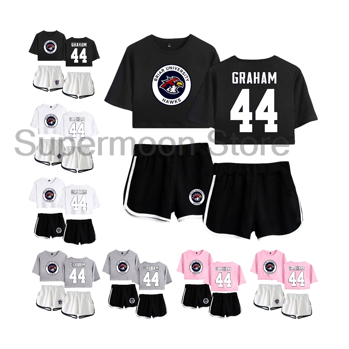 

Off Campus Briar University Short Sleeve Crop Top+Shorts Two Piece Sets Women's Top Sets 2026 Sport Tv Show Merch
