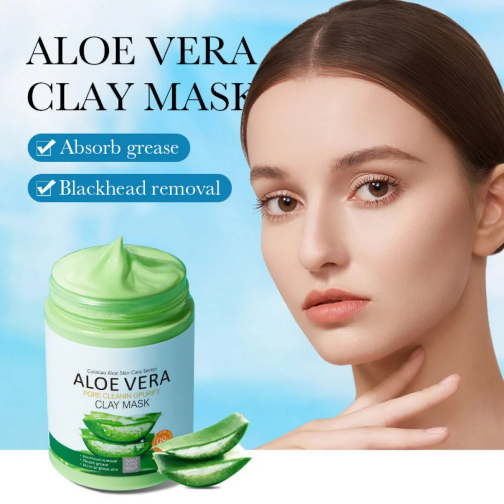 100g Smooth Aloe Vera Clay Facial Mud Mask Oil Control Beauty Health Improve Rough Skin Tone Care Pores Shrink Acne Treatment